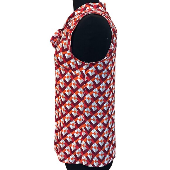 Worthington Brand Geometric Blouse Cap Sleeve 100% Polyester Women's Size S - Picture 3 of 11